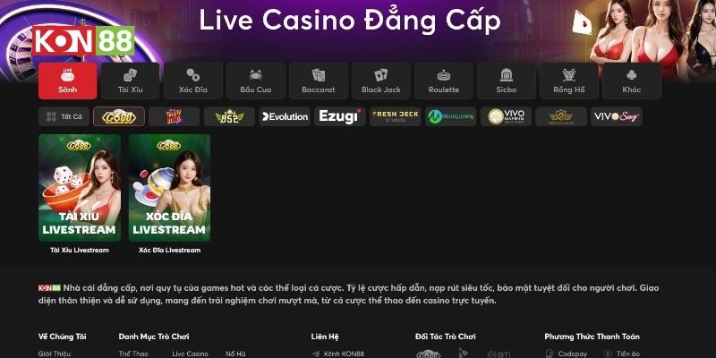 Kho game live casino GO88